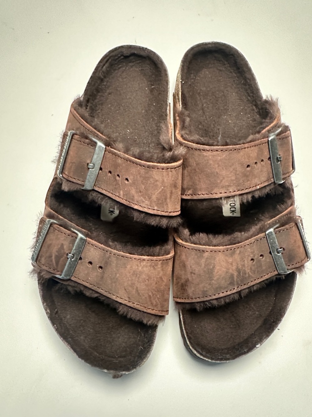 Birkenstock Arizona Brown Leather Shearling Sandals Size 40